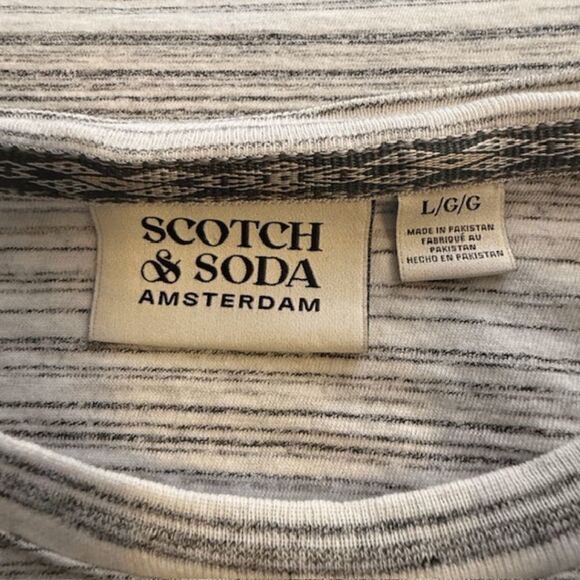Scotch & Soda Men's Amsterdam Striped T Shirt Gray Size Large - Picture 3 of 4